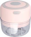 Food Chopper, Mini Food Processors, Mini Electric Garlic Chopper USB Rechargeable 100ml Stainless Steel Garlic Masher (Pink)