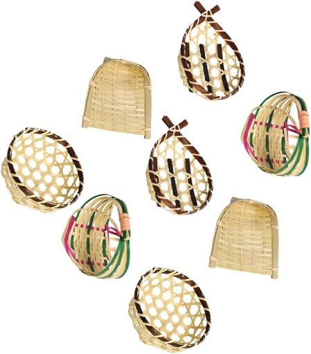 [BRSREYI6DEARGHLV] POPETPOP Small Bamboo Woven Dustpans 8pcs Mini Baskets for Favors Fruit Basket for Kitchen Unique Bamboo Woven Adornments Random Style