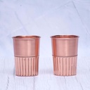Pure Copper Water Glass Set of 2 Half Rope Design Tumbler Capacity 300ML Copper Copper 7x7x9 CM