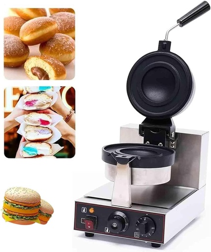 [BRSREHANOEMAGAAU] Hamburger Waffle Maker, Sandwich Press for Home and Commercial Use, Hamburger Mold, 1300W Non-Stick Ice Cream Hamburger Machine Single