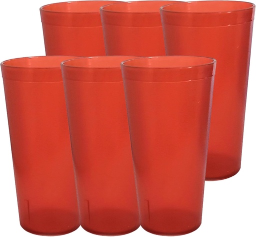 [BRSROFIEBB7GMG3D] Party Outlaw Orange Plastic Cup Tumblers 6 Pc 24oz Lightweight, Heavy Duty Stackable Cafe Style Plastic Glasses. Reusable & Dishwasher Safe Ice Tea & Water Cups