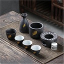 Sake Set, Saki Cups，Crafts Cup Ceramic Sake Set， Sake Set and Cups with Warmer Japanese Sake Cup Set 7-Piece with Warm Stoves, for Christmas, birthdays, and anniversaries,Feihe (Color : Feihe) (Color