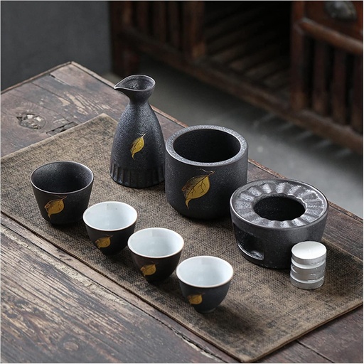 [BRSROCD7CACWYETV] Sake Set, Saki Cups，Crafts Cup Ceramic Sake Set， Sake Set and Cups with Warmer Japanese Sake Cup Set 7-Piece with Warm Stoves, for Christmas, birthdays, and anniversaries,Feihe (Color : Feihe) (Color