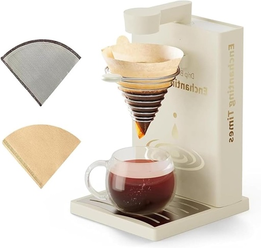 [BRSREFQCPIHRA3DH] Drip Coffee Maker, Coffee Machine，Portable Detachable One Cup Coffee Maker，Intelligent Temperature Control, for Home, Office, Hotel, Traveling(White)