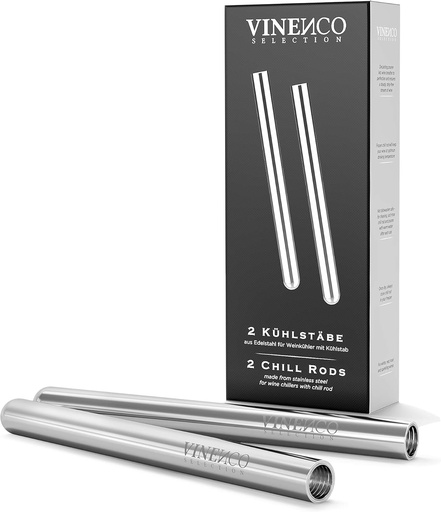 [BRSWKYYQBEHAC2Y7] Vinenco 2 Extra Stainless Steel Chill Rods for your Wine Cooler Set | Design Bar Accessory Men Women