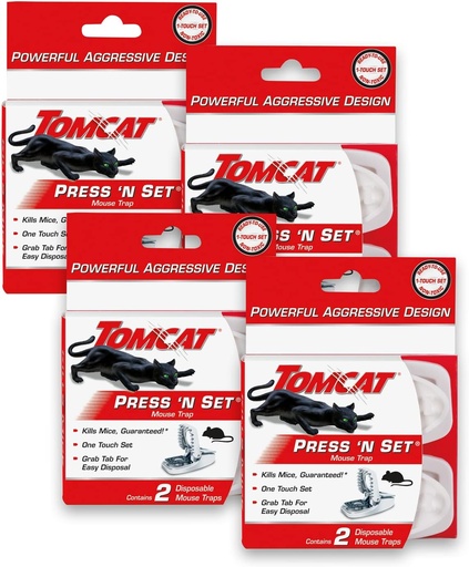 [BRSWKYA7BV5ROELO] Tomcat Press 'N Set Mouse Trap, 4-Pack (8 Traps)