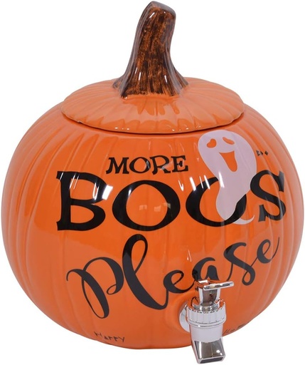 [BRSWGBAZDN7Q4FD2] More Boos Please Pumpkin Orange 11 x 11 Glossy Ceramic Halloween Drink Dispenser