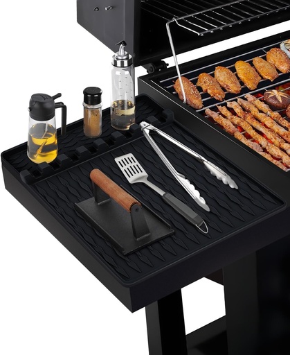 [BRSRAEIOOV4AK2DH] Silicone Grill Mat​ for Blackstone, Large Silicone Griddle Tools Mat with Drip Pad, Heat Resistant Griddle Accessory for Outdoor Grill Kitchen Counter(1 Pcs,Black)