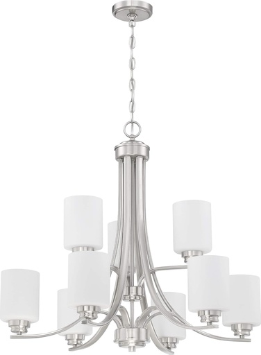 [BRSWYYAFOZ6G2CA4] Craftmade Bolden 9 Light Chandelier Brushed Polished Nickel