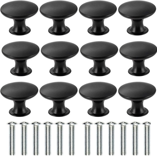 [BRSWYGIOOUNQKCQU] abcGoodefg 12 Pcs Vintage Antique Black Knobs Handle Pulls 30mm Brass Round Knobs for Cabinet Drawer Kitchen Bathroom Cupboard Home Office Furniture (Black)