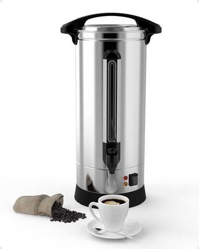[BRSREGLYC4PBEHTG] Commercial Coffee Maker Coffee Urn -16L Large Percolator Pot Dispenser with Double-Wall Stainless Steel, Quick Brew, Stays Hot - Also for Water, Tea, Beverage at Events & Catering - 130 Cup