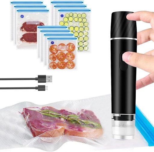 [BRSRAGD3PJ5QI2Y4] Handheld Vacuum Food Sealer,Portable Food Vacuum Sealer Machine,Rechargeable Mini Electric Vacuum Sealer with 10 Pcs Reusable Vacuum Sealer Bags,for Food Preservation and Storage