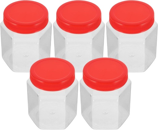 [BRSROC33AUIAYG36] Zerodeko Hexagonal Plastic Food Storage Containers 5-Pack Airtight Kitchen Jars for Dry Foods Sugar Spices Cookies Cereal Rice 4X3.4X3.3 Inch
