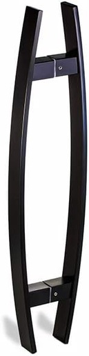 [BRSWIAQZCMJQ4236] 24" Long 2-Sided Modern Matte Black Door Handles, Stainless Steel Door Handle Pulls for Commercial Glass Entrance Sliding Barn Doors Home Interior Exterior Single or Double Doors, Flat Curved Bar