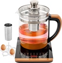 Health Pot Electric Kettle Tea Maker with Tea Infuser Glass Kettle & Steamed Eggs Holder, 18 Menus 1.8L 110V Electric Kettle Keep Warm Function, Rapid Boil