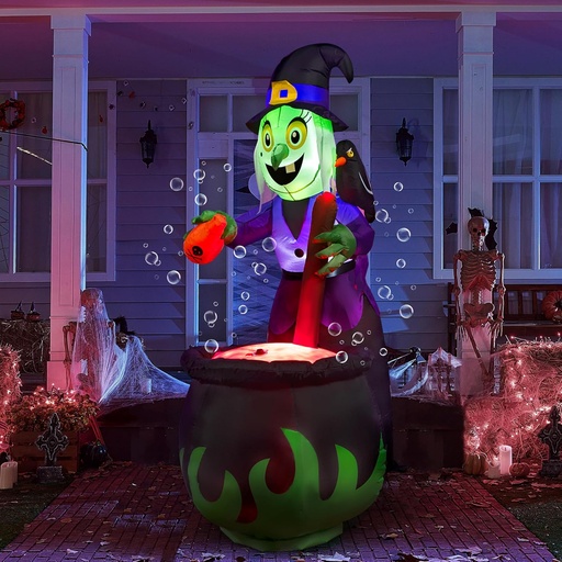 [BRSRE2QBO4BRGHTK] JOYIN 6 FT Halloween Witch Inflatables Outdoor Decorations and Cauldron with Bubbling Potion and Light Inflatable Decoration Giant Blow Up Yard Halloween Decorations for Outdor Yard Lawn Party Decor