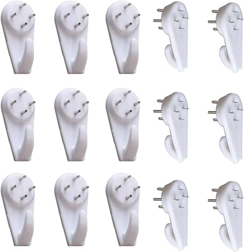 [BRSWGAAOAV5WAAA3] 20PCS White Powerful Concrete Hard Wall Drywall Picture Hooks Non-Trace Hanging Hook Traceless Nail Plastic Wall Hook for Picture Photo Frame Clock Hangers(5cm/1.97 Length)
