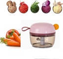 Hand Pull String Garlic Mincer Onion Cutter, Plastics, Mini Manual Food Processor Vegetable Chopper, for Veggies, Fruits, Salad, Nuts, Herbs(Pink)
