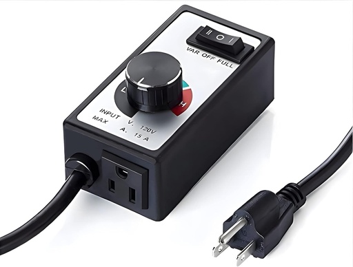 [BRSRA2YOBADQK33A] AC Motor Speed Controller 120V 15A Max Electronic Fan Speed Controller Variable Adjuster for Hydroponics Inline Duct Exhaust Ceiling Fans with 6' Long Cord
