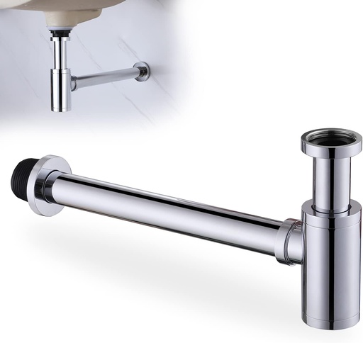 [BRSRMZA3AQIGA2T3] Chrome Round Bottle P-Trap 1 1/4 Adjustable Bathroom Basin Sink Waste Trap Drains Kit Adjustable Height Waste Traps Drain Tube Bottle P Trap Drain Kit