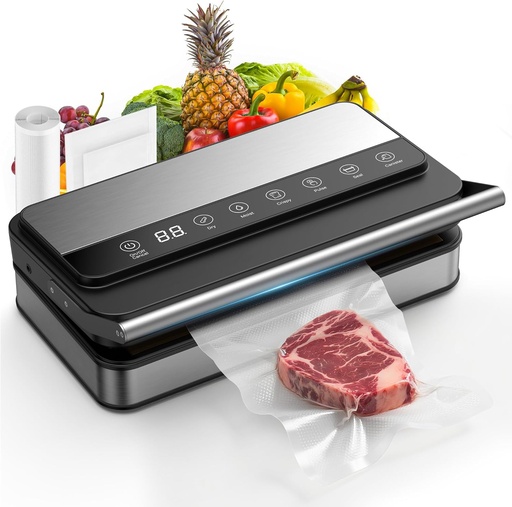 [BRSREHYNOYBG2F33] 85Kpa Food Vacuum Sealer with Digital Timer, Built-in Cutter, and Storage Box