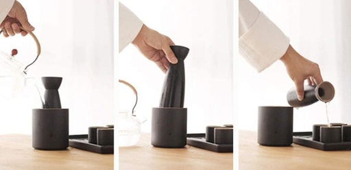[BRSRAZACPMHGKCDO] Sake Set Sake Set Cups Japanese-Style Black Ceramic Sake Set Sake Cup for Tea Party Gift Wrapping,7PCS