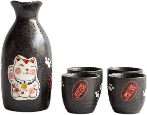 [BRSRAZQQCUHWKHTD] Japanese Ceramics Sake Sets Creative Cute Lucky Cat Wine Set Gift Idea