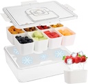 Snackle Box Container with Ice Pack Built In, 8 Compartment serving trays, portable travel divided snack Containers with lid and Handle for Fruit, Veggie, Snacks, Keep Food Cold