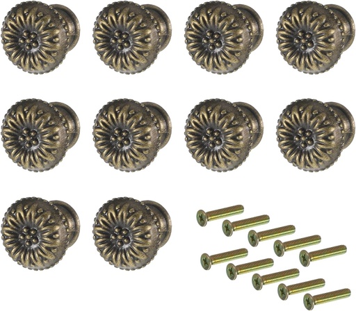 [BRSRE2Y6AABBU3TL] Vin Beauty 10pcs Mini Metal Jewelry Box Knobs, Vintage Flower Shape Cabinet Drawer Knobs Antique Jewelry Box Pulls Small Knob for Jewelrys Boxes Wood Case Drawer