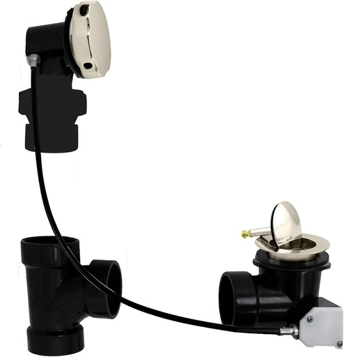 [BRSWIEA5BAHGOH3K] Westbrass Sch. 40 ABS 27 in. Cable Drive Bath Waste - Ball Joint Head, Polished Nickel, D50A27BJ-05