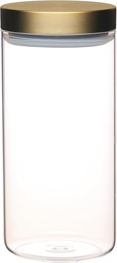 [BRSWKHYTAZ7QYELJ] MasterClass KitchenCraft Airtight Glass Food Storage Jar with Brass Lid, Transparent, 1.5 L (2.75 Pints)
