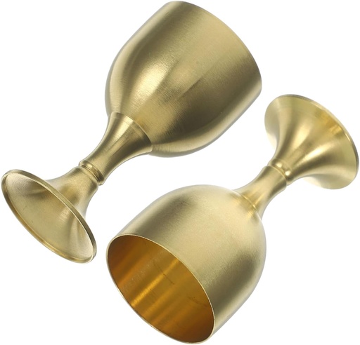 [BRSREHYYC56GKCY2] Healifty 2pcs Copper Alloy Worship Goblets Small Decorative Buddhist Offering Cups Polished Metal Holy Chalices for Temple Use and Aging Design Height