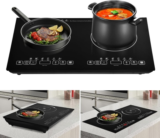 [BRSRAGDYPIPBO2T6] 24 Inch Double-Head Electric Ceramic Stove - Touch Control 4000W Kitchen Stove -110V Kitchen Stove With Touch Control Top Stove For Tin Foil Casserole And Stone Pot Bibimbap Fry Simmer Steam Slow Cook
