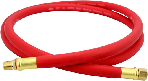[BRSWKHYTAIAQYAL6] Milton 2760-6LH Air Leader Hose, 3/8" x 6 ft. Rubber Hose - 1/4" NPT Brass Ends - 300 Max PSI