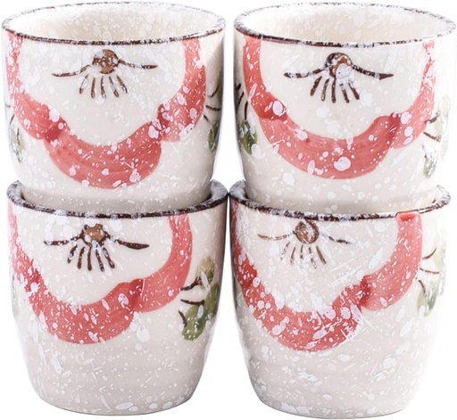 [BRSREZ3QAEPBQDYZ] Set of 4 Japanese-Style Ceramic Sake Cups Handcrafted Sake Wine Glasses for Sushi Dinner, Asian Entertaining and Home Bars