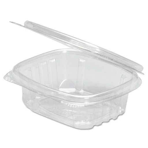 [BRSWIHDYO54R6H3O] Genpak AD04 | 4oz Clear PET Hinged Deli Container | Recyclable, Made with up to 30% Post-Consumer Content, BPA Free, Made in The USA | 4.13" x 3.75" x 1.38" Case Count 400