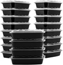 Snap Pak Plastic Food Storage, Meal Prep, Take-Out Delivery Container Rectangular, 25 Count (Pack of 1), Black Base/Clear Lid