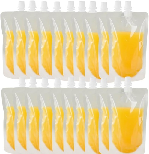 [BRSREYIRDMHBE2TP] 20 PCS Juice Travel Plastic Bags Portable Collapsible Beverage Bag | Leakproof Foldable Water Carrier for Outdoor Hiking, Camping & Seed Storage | Food-Grade BPA-Free Liquid Container
