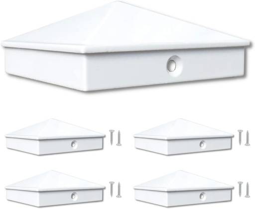[BRSWGFQZPN5AYAL4] 4x4 Fence Post Cap (3 1/2") 4 Pack White Powder Coated Aluminum - Replacement Guarantee - Mailbox, Lamp Post, Deck, Dock, Piling Caps