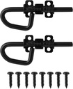 Loop Style Spring Locking Barrel Bolts Door Latch Hardware for Sheds, Gates, Barn Doors, Wooden Window, Chicken Coops Black - 1 Pair Includes 8 Screws
