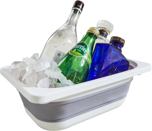 [BRSW2CACC54BAE3K] Beright Collapsible Storage Bin, Wash Basin Folding Dish Tub Sink, Space Saving for Dishing, Fruit, and Camping, Hiking and Home, 1 Pack, Grey, Small