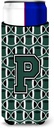 Letter P Football Green and White Ultra Beverage Insulators for slim cans