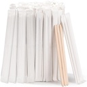 200pcs Individually Wrapped Coffee Stirrers Wood - 5.5" Coffee Stir Sticks, Round End Disposable coffee stirrer, For Coffee, Cocktail and Hot Drinks