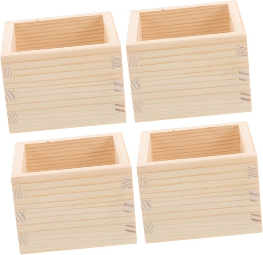[BRSREZD7BYNRADI2] IMIKEYA 4pcs Wooden Sake Cup Traditional Japanese Design Tableware for Sake and Sushi Sturdy Square Holder for Gatherings and Home Use