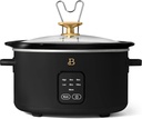 Beautiful 4Qt Slow Cooker with Touch-Activated Display, 4 Cooking Presets, Dishwasher-Safe Pot, Tempered Glass Lid, Cool-Touch Handles, Non-Skid Feet, Black Sesame Finish, Perfect for Family Meals