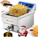 Newhai Electric Deep Fryer 13.7QT Commercial Countertop Frying Machine with Basket Stainless Steel for Restaurant Home 1500W 110V