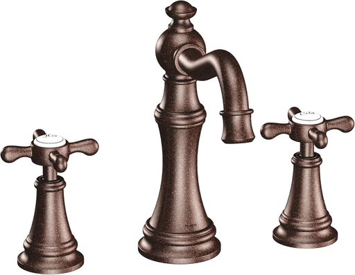 [BRSWIZ3YPIFGIDTK] Moen TS42114ORB Weymouth Two-Handle Widespread Cross Handle Bathroom Faucet Trim Kit, Valve Required, Oil Rubbed Bronze