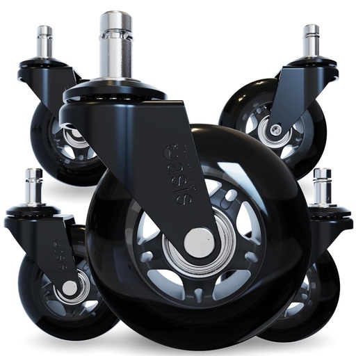[BRSROFIDDJ7R6E35] The Office Oasis Original Rollerblade Office Chair Wheels (As Seen On PBS) - Smooth & Quiet Casters - Safe for Hardwood Floors & Carpet - Easy Installation with Universal Fit - Set of 5 - Black