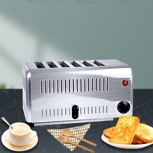 [BRSRAGD3CMFQY3DZ] Commercial Toaster Toaster 6 Pieces,Extra Wide Slot Bread Baking Machine W/Timer Suitable for Bagel,Bread,Brushed Stainless Steel 1680W