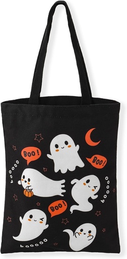 [BRSW2ZA5B57QMGTU] ATFUNSHOP Trick or Treat Bag - Reusable 15.7'' Large Canvas Tote & Grocery Bag for Kids
